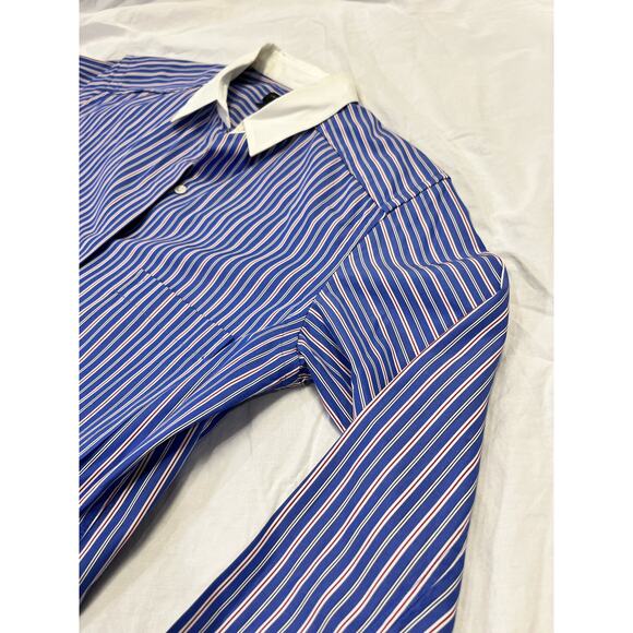 Theory Women’s Striped Button Up Shirt, Blue/Red Size Small, Workwear, Business - Picture 5 of 10